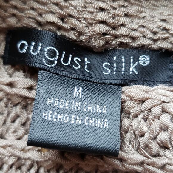 🔹️August Silk Brown Open Knit Cardigan Sweater Medium - Picture 7 of 8